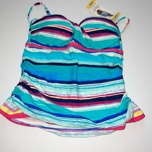 NWT 2Bamboo Women’s Striped Multicolor Tankini Top